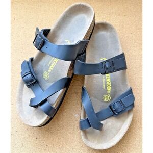 Birkenstock Mens Thong Sandals EU 41 Black Leather Buckle
